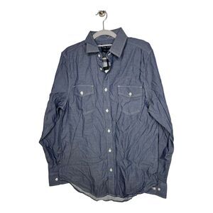 Five Four Shirt Mens Medium Blue Button Up Collared Logo Casual NWT